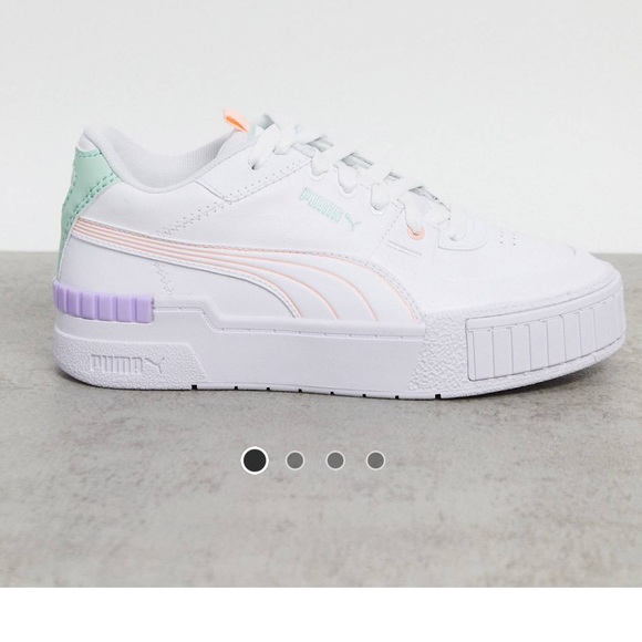 Puma Cali Sport sneakers in white and neon piping - Picture 1 of 7